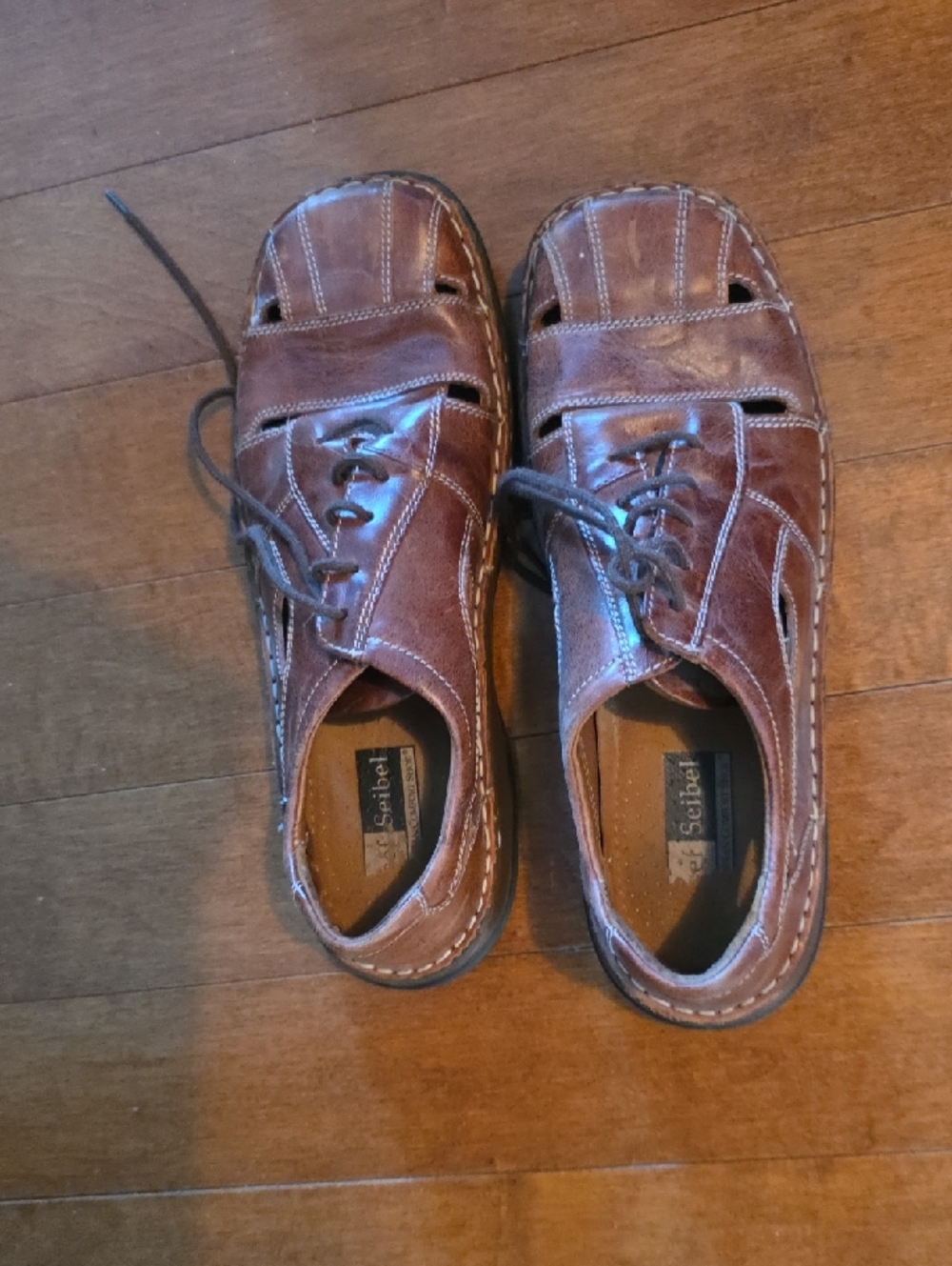 Joseph Seibel Brown Leather Womans Casual Lace-Up Sandal Shoes Size 8